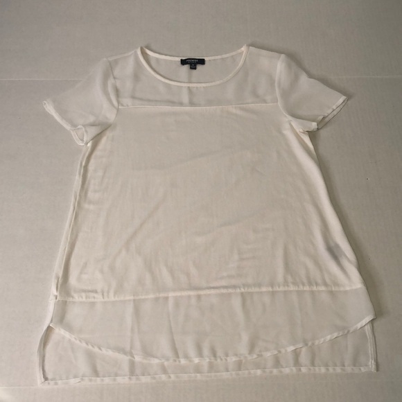 PREMISE Ivory Short Sleeve Sheer/Knit Top Size XS - Picture 9 of 12